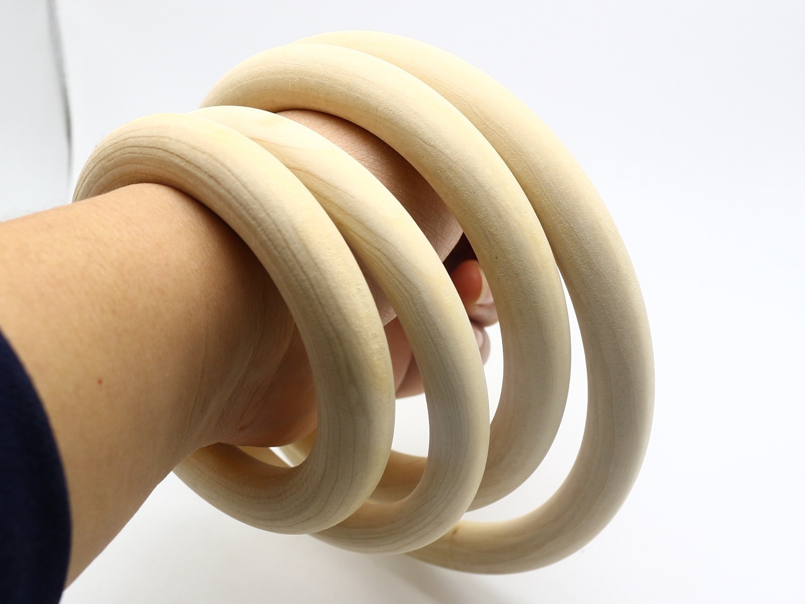 Large Unfinished Natural Untreated Plain Wooden 150mm(5.9″) Wood Round Ring DIY