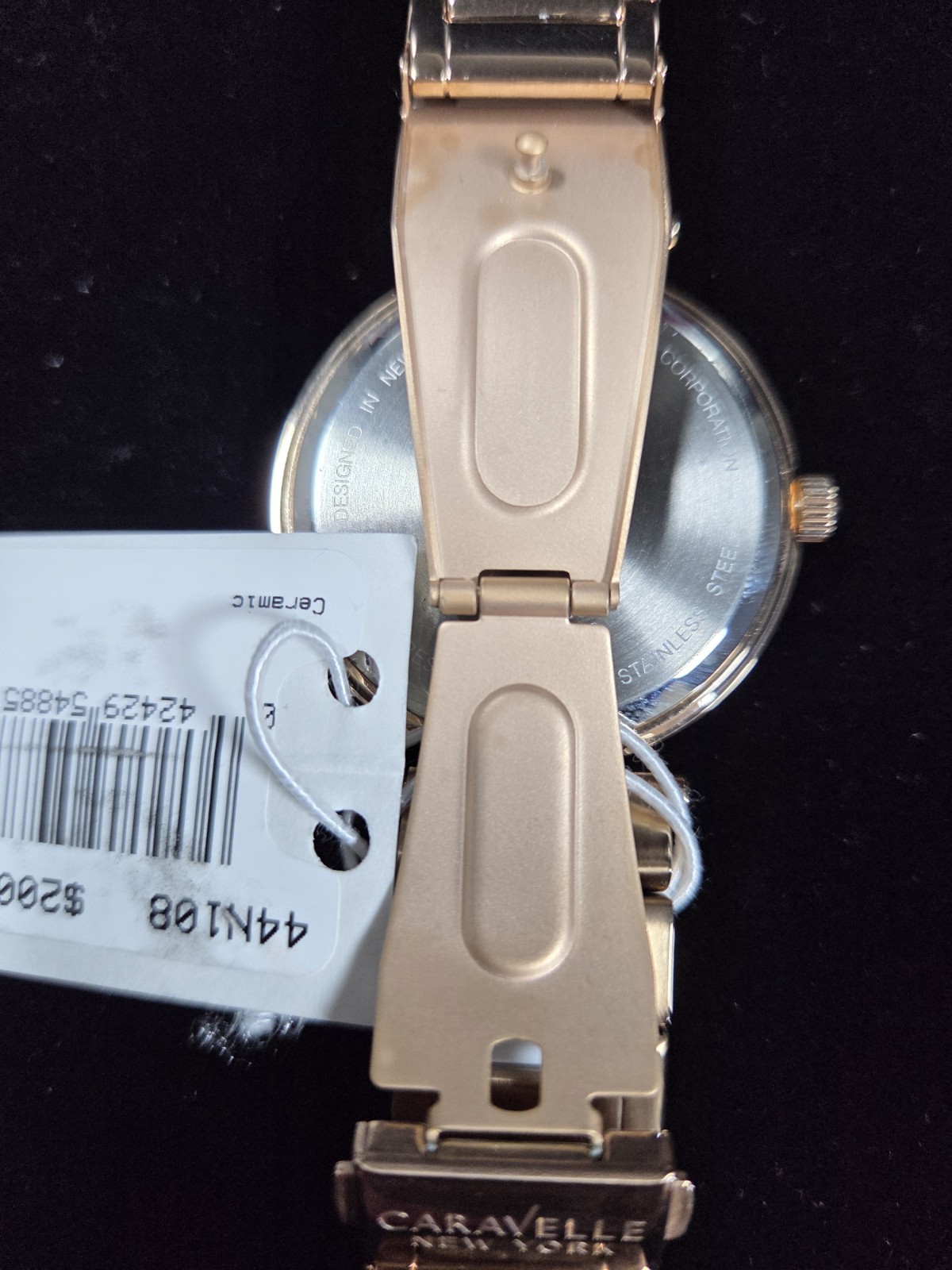 Caravelle New York 44N108 White Dial, Rose Gold Case, White/Rose Gold Band