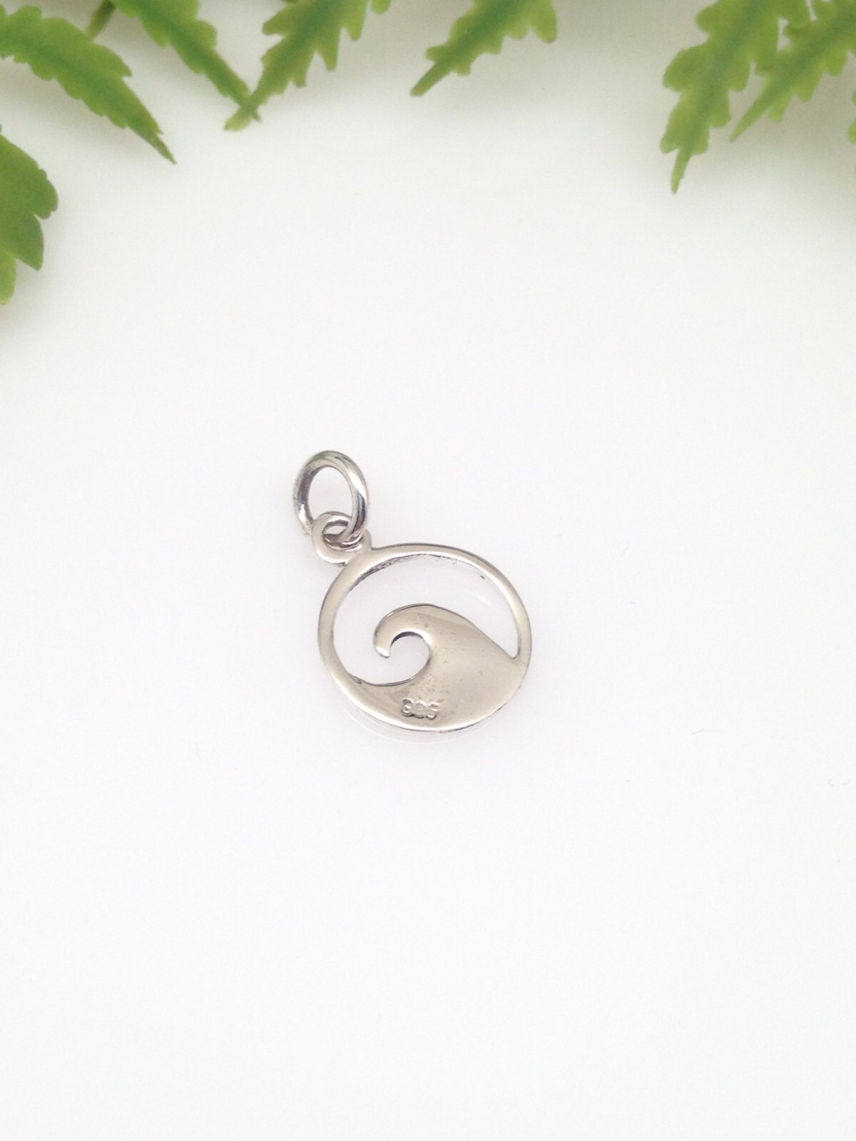 925 Sterling Silver Ocean Wave Pendant TINY Charm Women 11.8mm(0.46″)/19mm0.75″