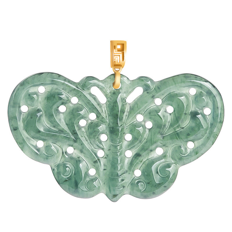 Burmese Jadeite Butterfly Pendant 925 Silver Necklace Natural Jewelry Jade
