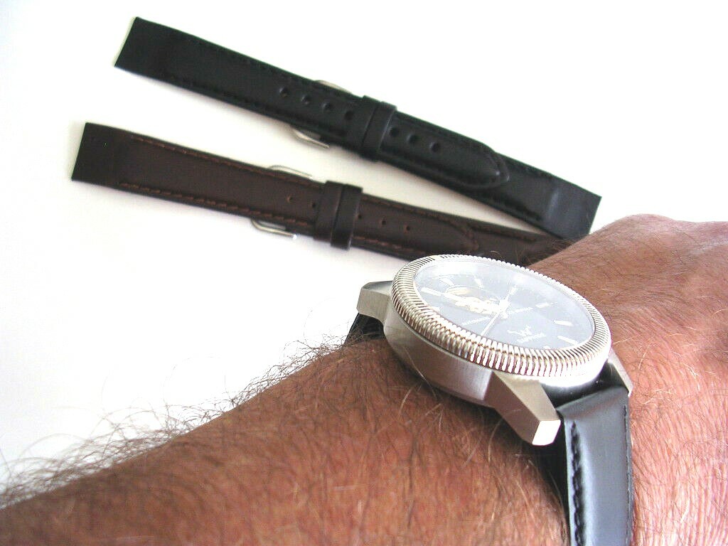 10mm Black Open End Ladies vintage Wire Lug leather watch band IW SUISSE 8-12-14