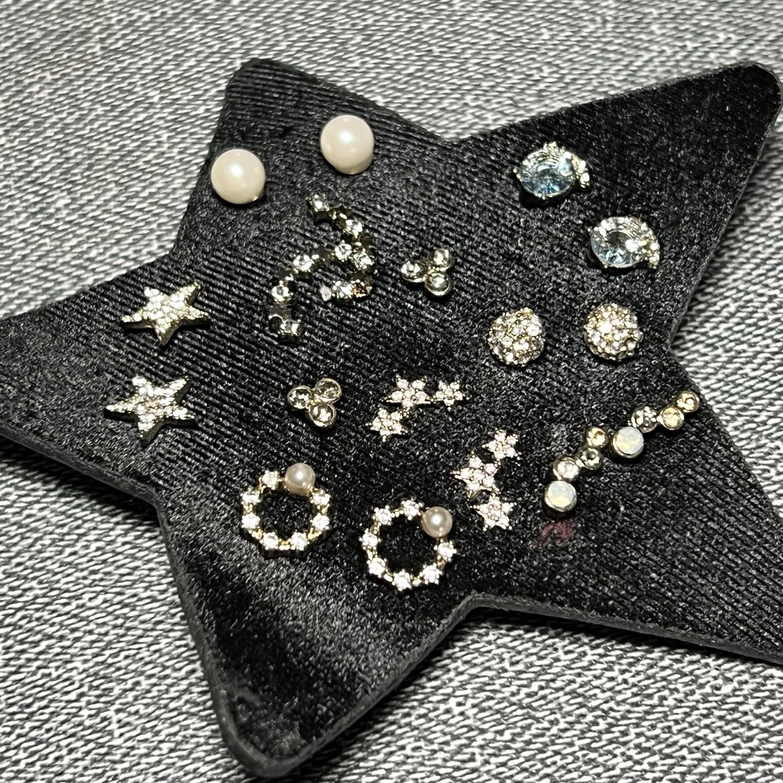 NWT LOFT Ann Taylor Pave Moon Small Assorted Stud Earrings Set Stars Gold Silver