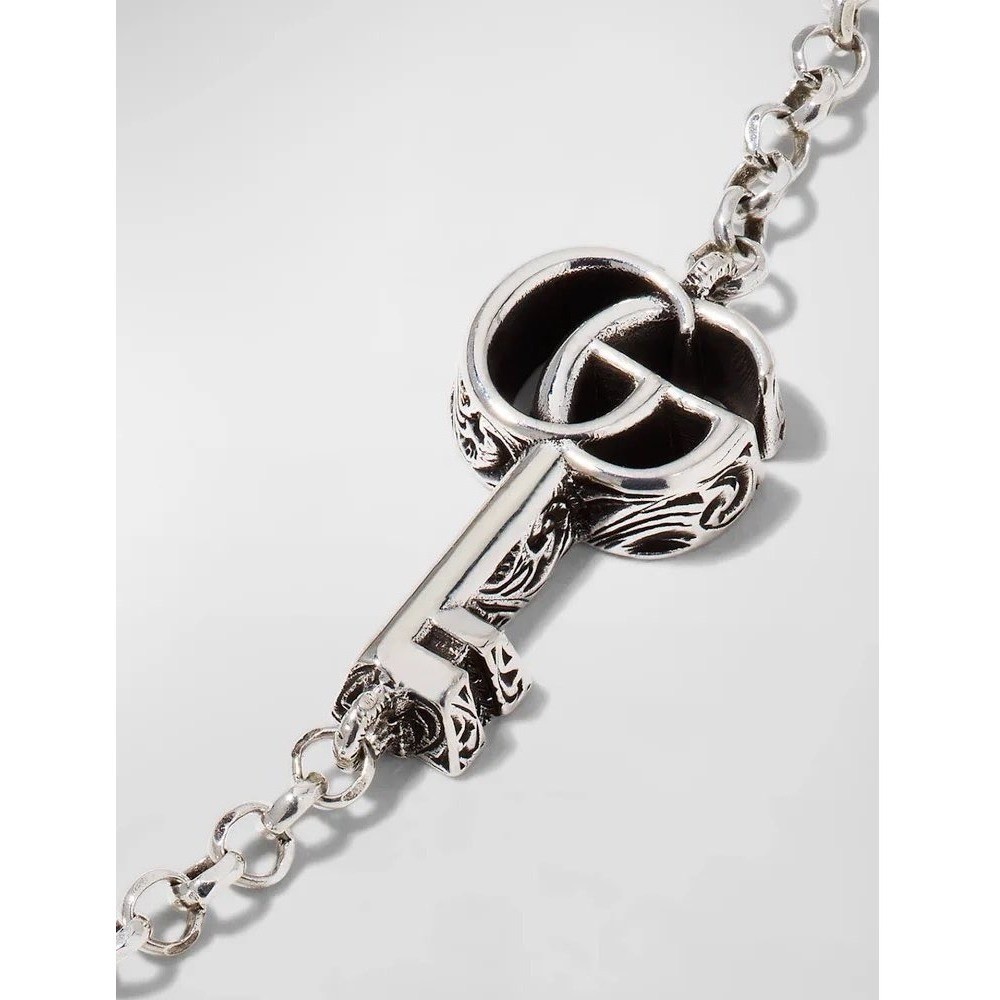 Authentic Gucci Double G Marmont Key Charm Bracelet 925 Silver Made in Italy NEW