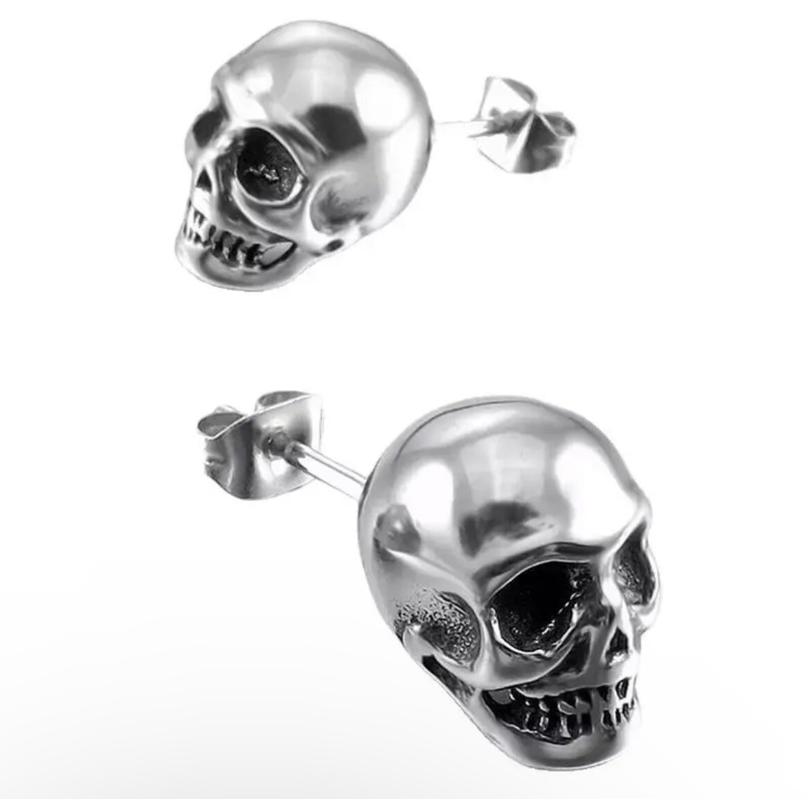 Gothic Skull Skeleton Earrings Unisex Stud Punk Biker Skater Tattoo
