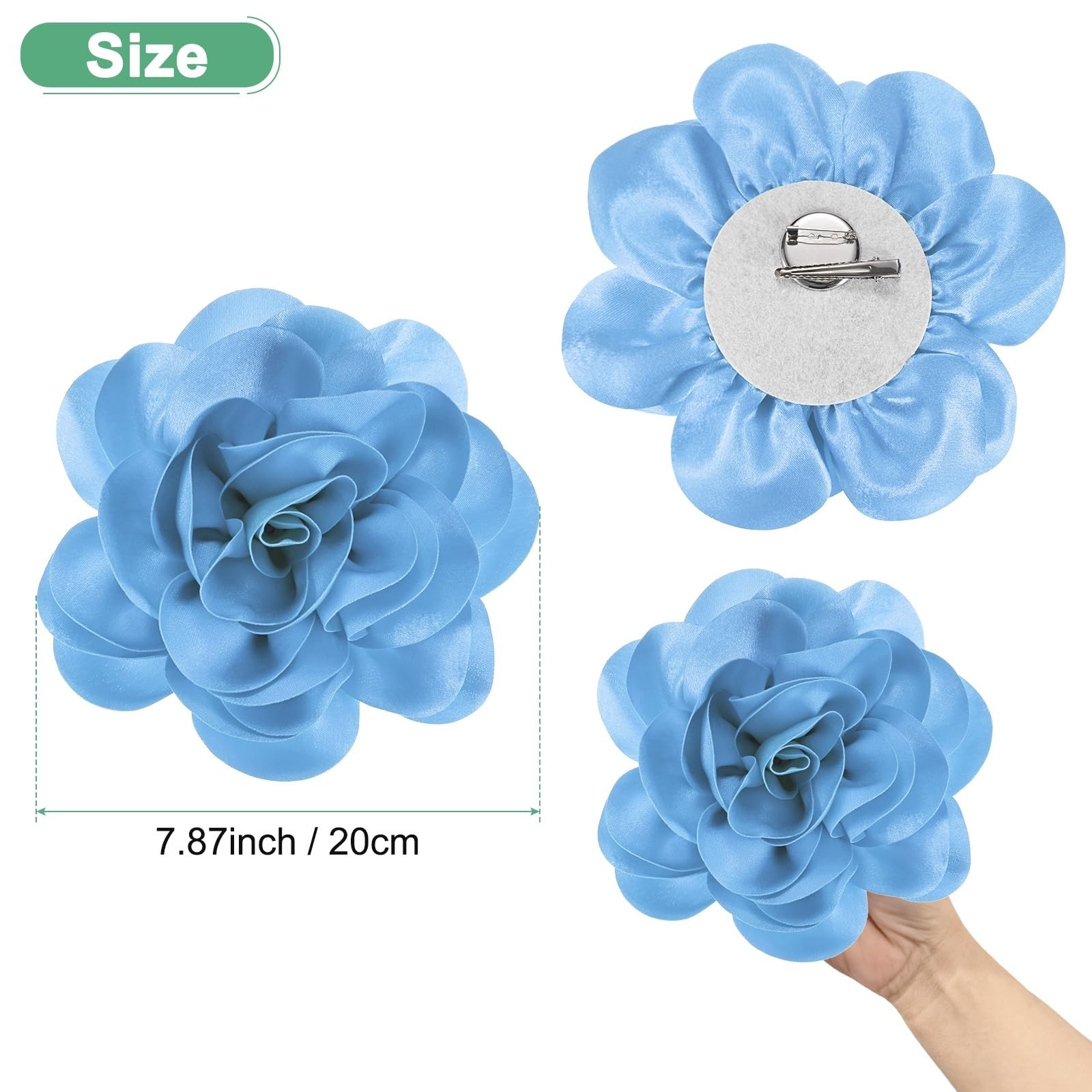 M METERXITY Extra Large Rose Flower Brooches, 7.87 Inch Lapel Pins Dainty Sat…