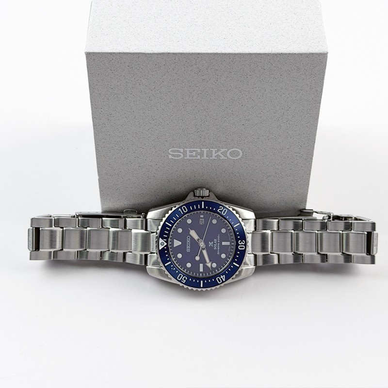 Seiko Men Prospex Sea Solar Power Blue Dial SNE585 Diver Stainless Watch 38.5mm