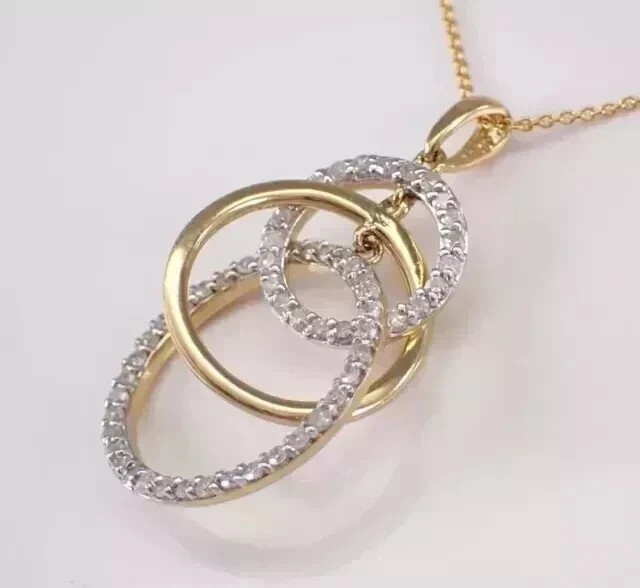 Stunning 2.20Ct Round Cut Simulated Diamond Open Pendant 14k Yellow Gold Plated