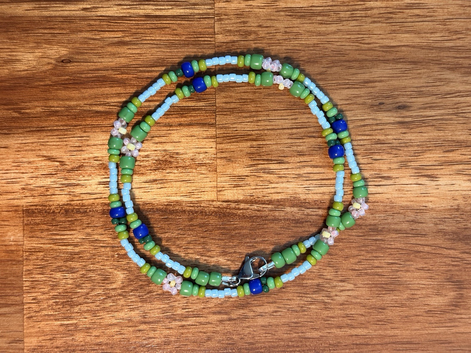 🫐✨Handmade Wild Blueberry Glass Seed Bead Necklace 15” Stainless Steel✨🫐