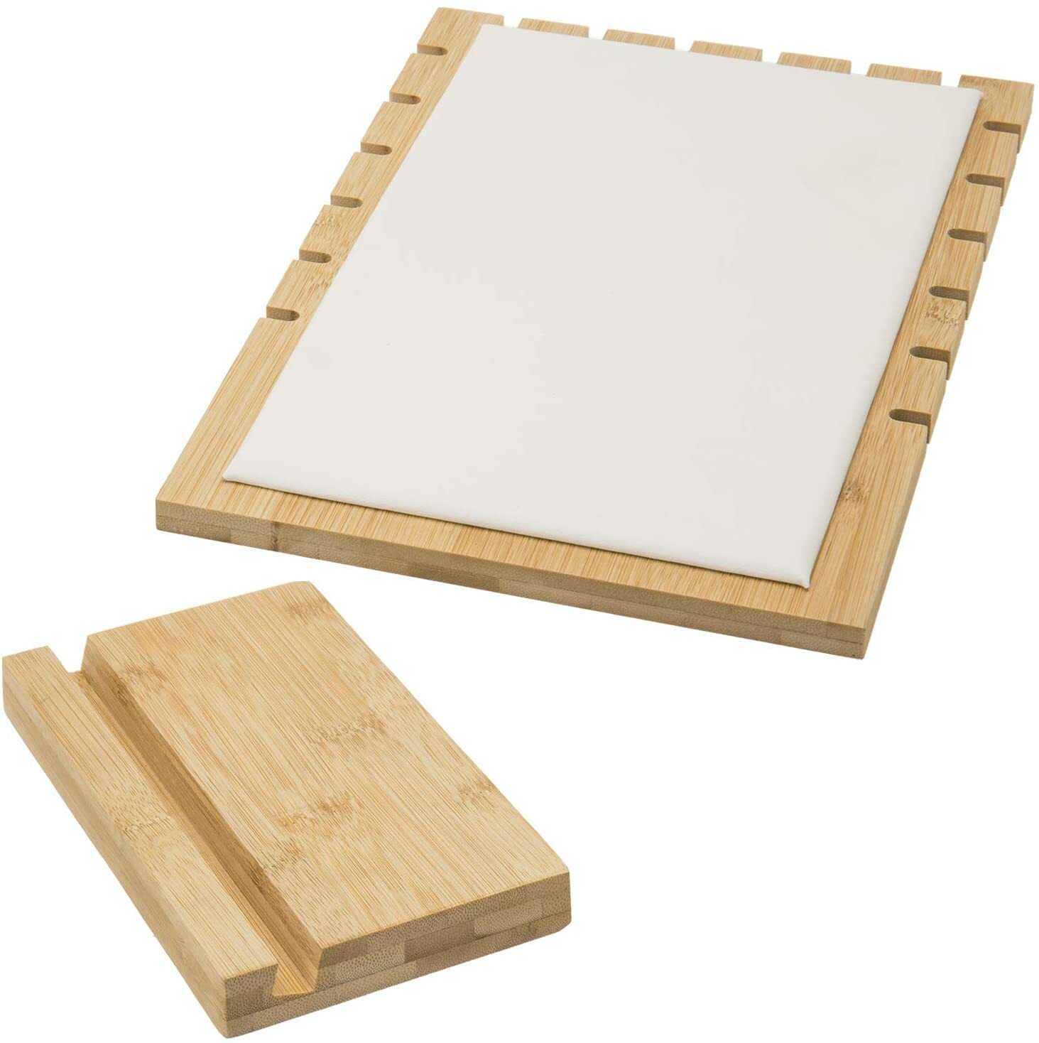 Tabletop Bamboo & White Panel Jewelry Display Board, Necklace Holder, Set of 2
