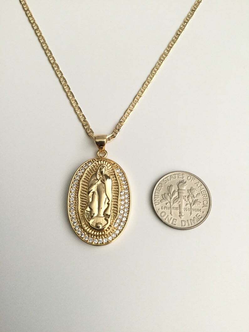 18K GOLD FILLED GUADALUPE NECKLACE 18″ LONG/CADENA DE GUADALUPE 18″ LARGO – N28