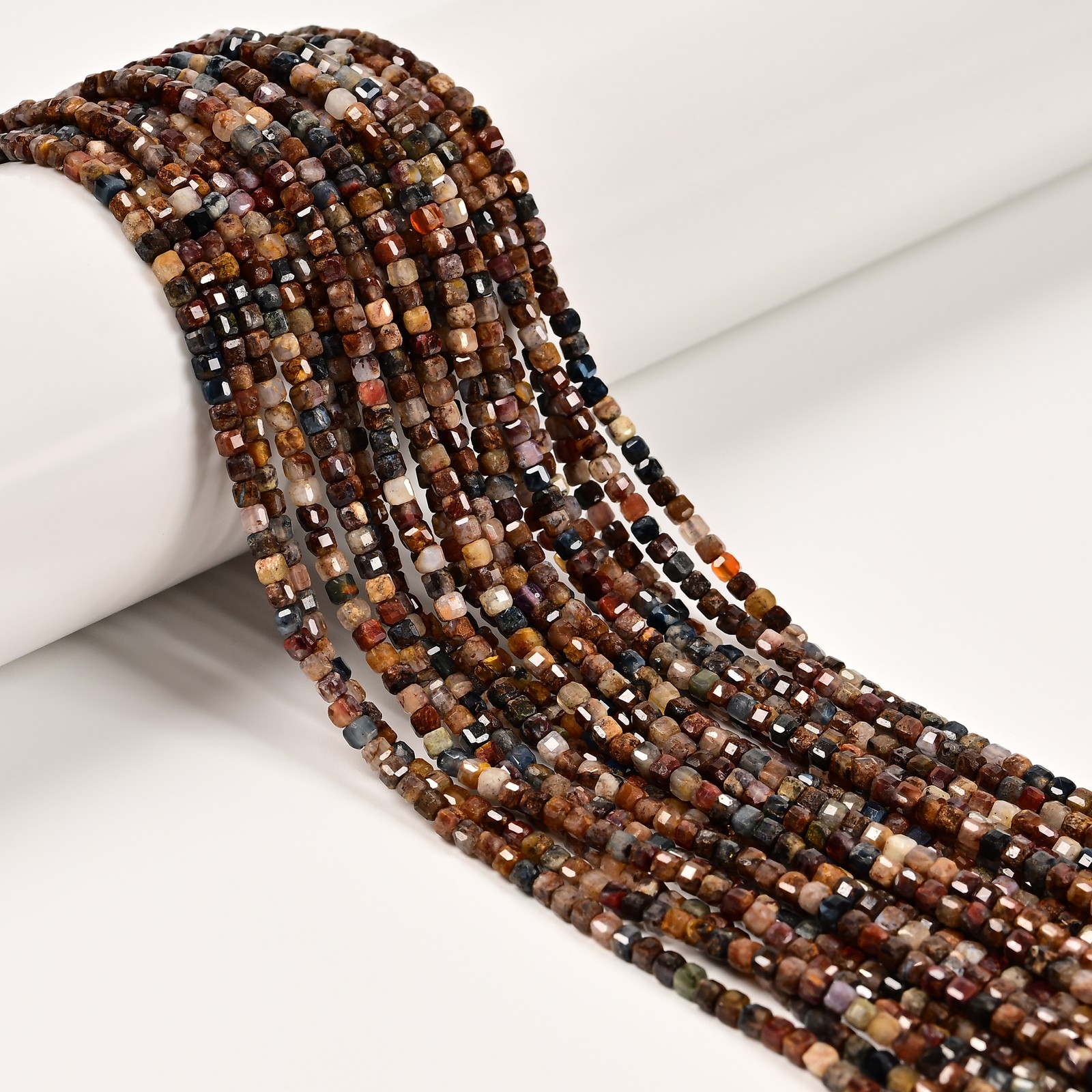 Natural Pietersite Faceted Cube Beads Size 2mm 15.5” Strand