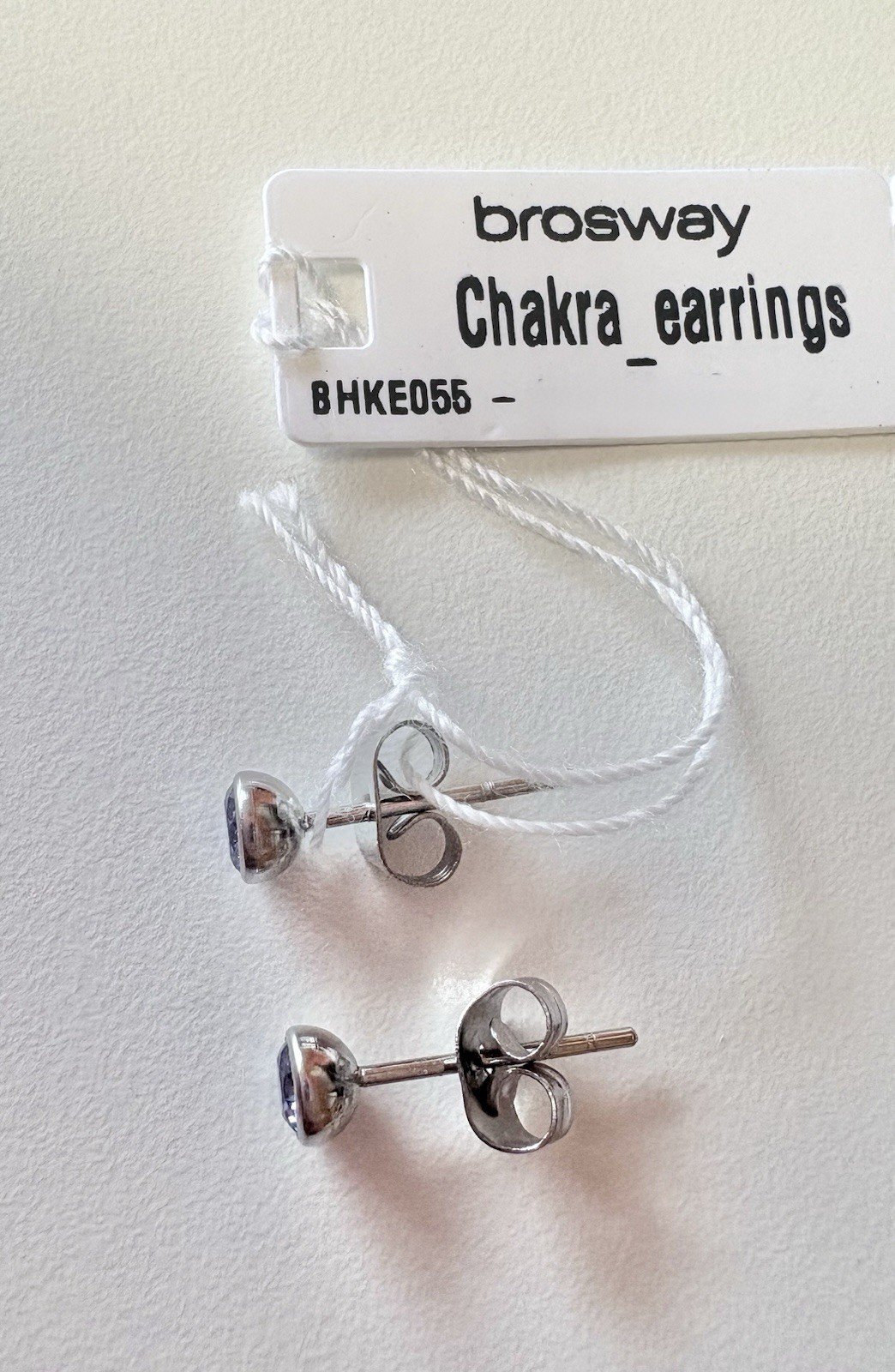 BROSWAY Italia Chakra Stainless Steel Purple Cubic Zirconia Stud Earrings New
