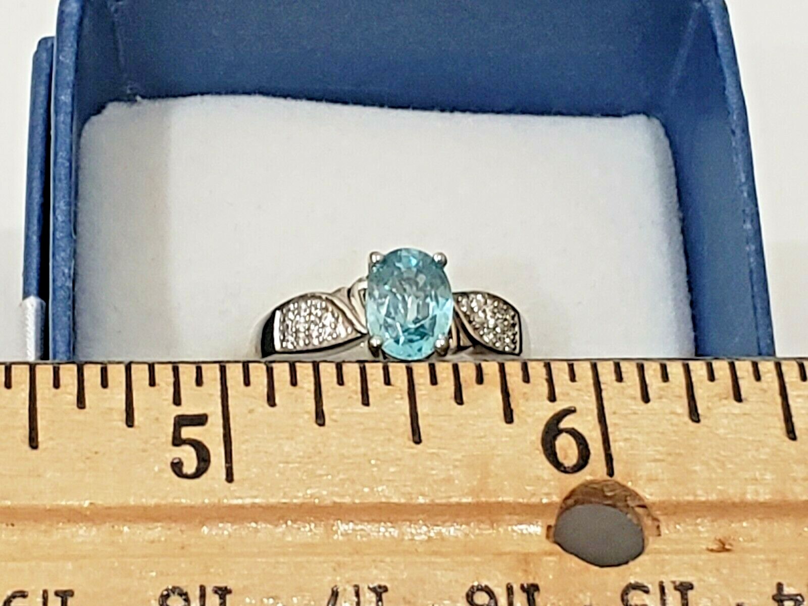 Cambodian Blue Zircon & Zircon ring in Platinum over 925 Sterling1.90 ct sz 6