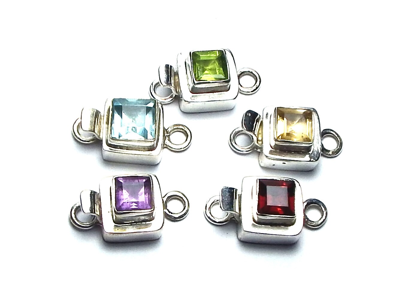 925 Sterling Silver Stone 20mm Box Clasp CHOOSE STONE /BX2