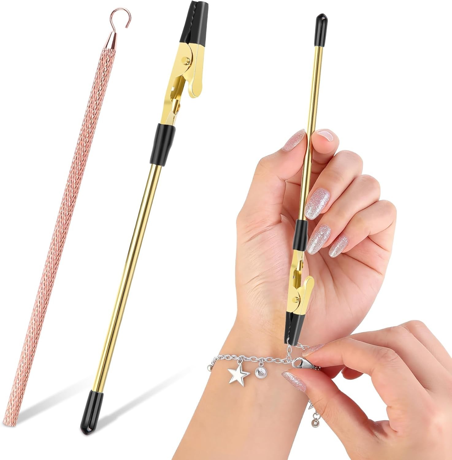 Bracelet Helper Tool 2PCS Jewelry Clasp Assistant Bracelet Necklace Wearing Aid