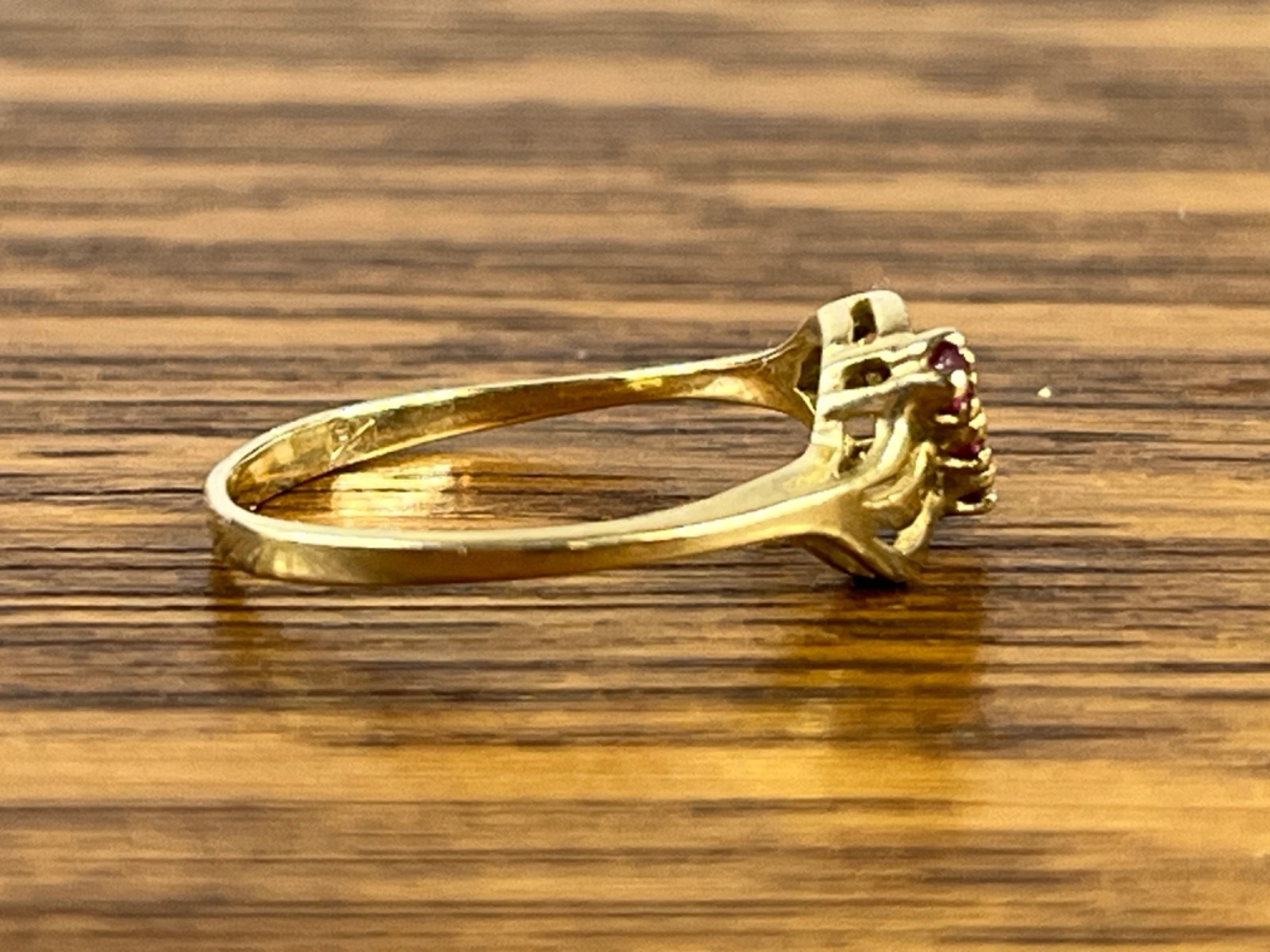 Vintage 10k Natural Ruby Bypass Cocktail Ring Estate 10k Yellow Gold Size 5