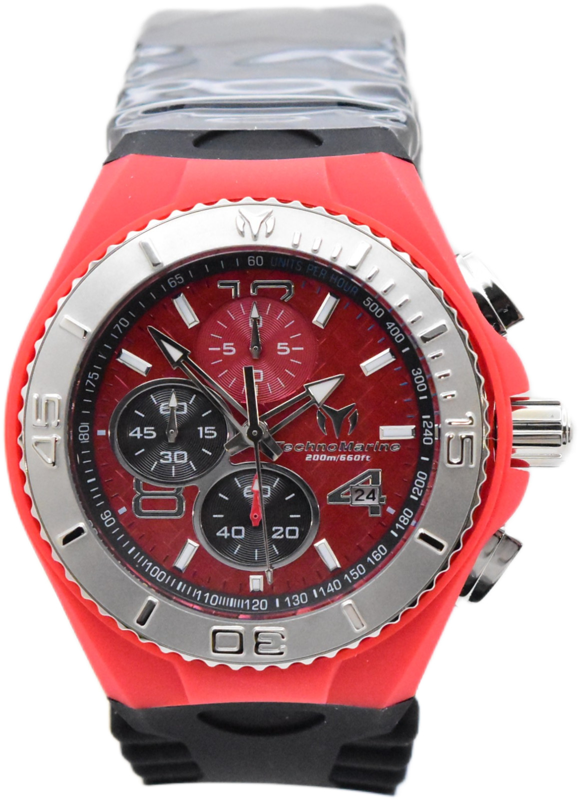 TechnoMarine Cruise JellyFish Men’s 46mm Red Weave Dial Chrono Watch TM-115113