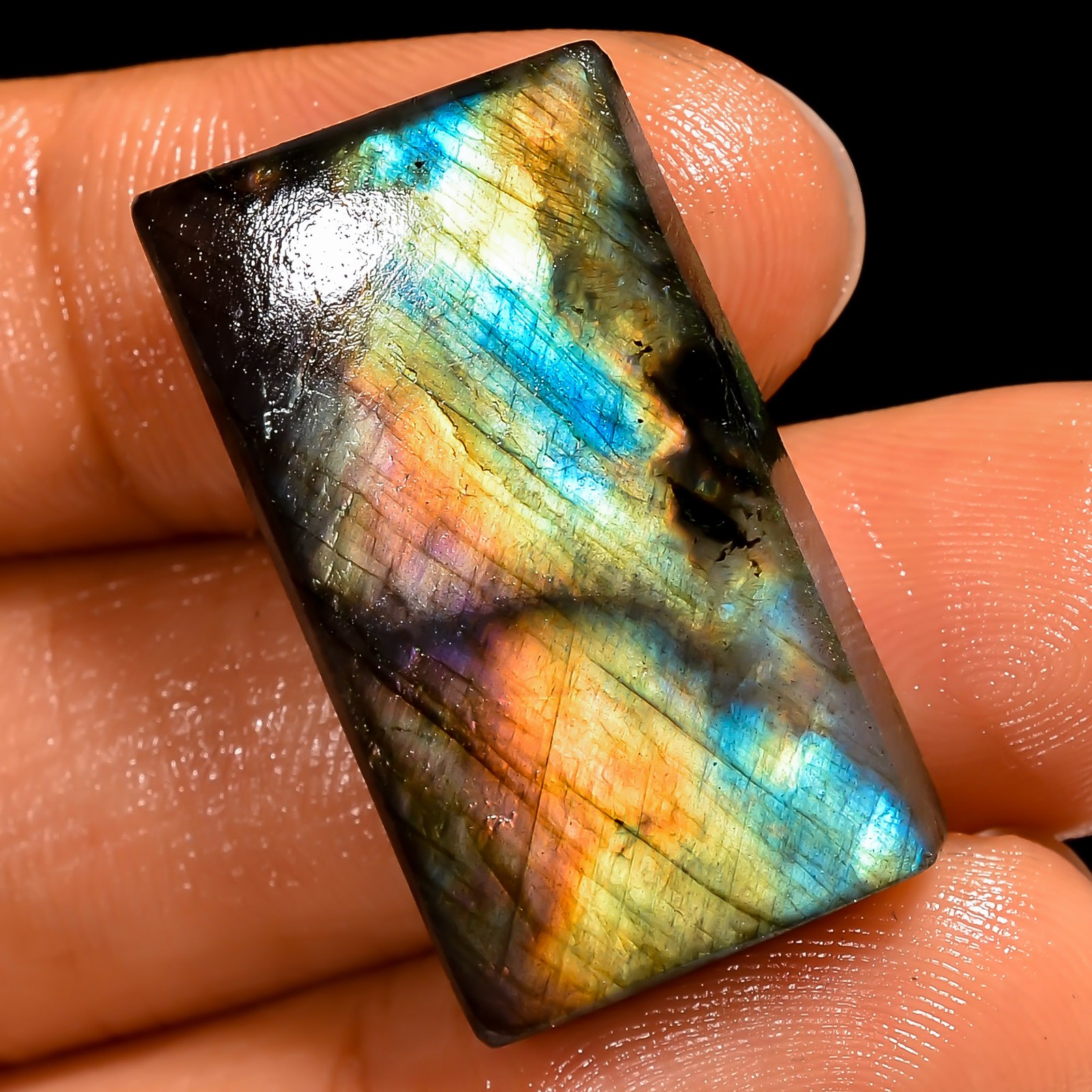 100% Natural Labradorite Rectangle Cabochon Gemstone 27.5 Ct. 28X15X5 mm UG-7186