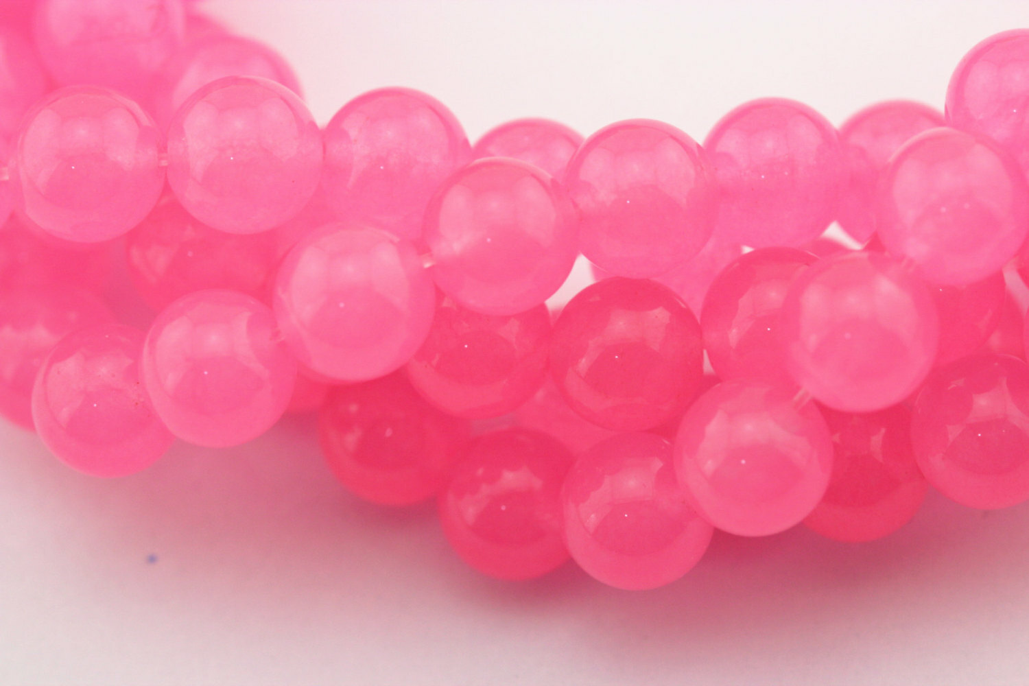 Dark Pink Dyed Jade Smooth Round Beads 6mm 8mm 10mm 15.5″ Strand