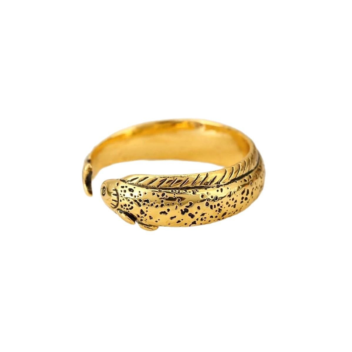 Koi Fish Wrap Open Statement Ring for Men Vintage Band Expandable Stacking Go…
