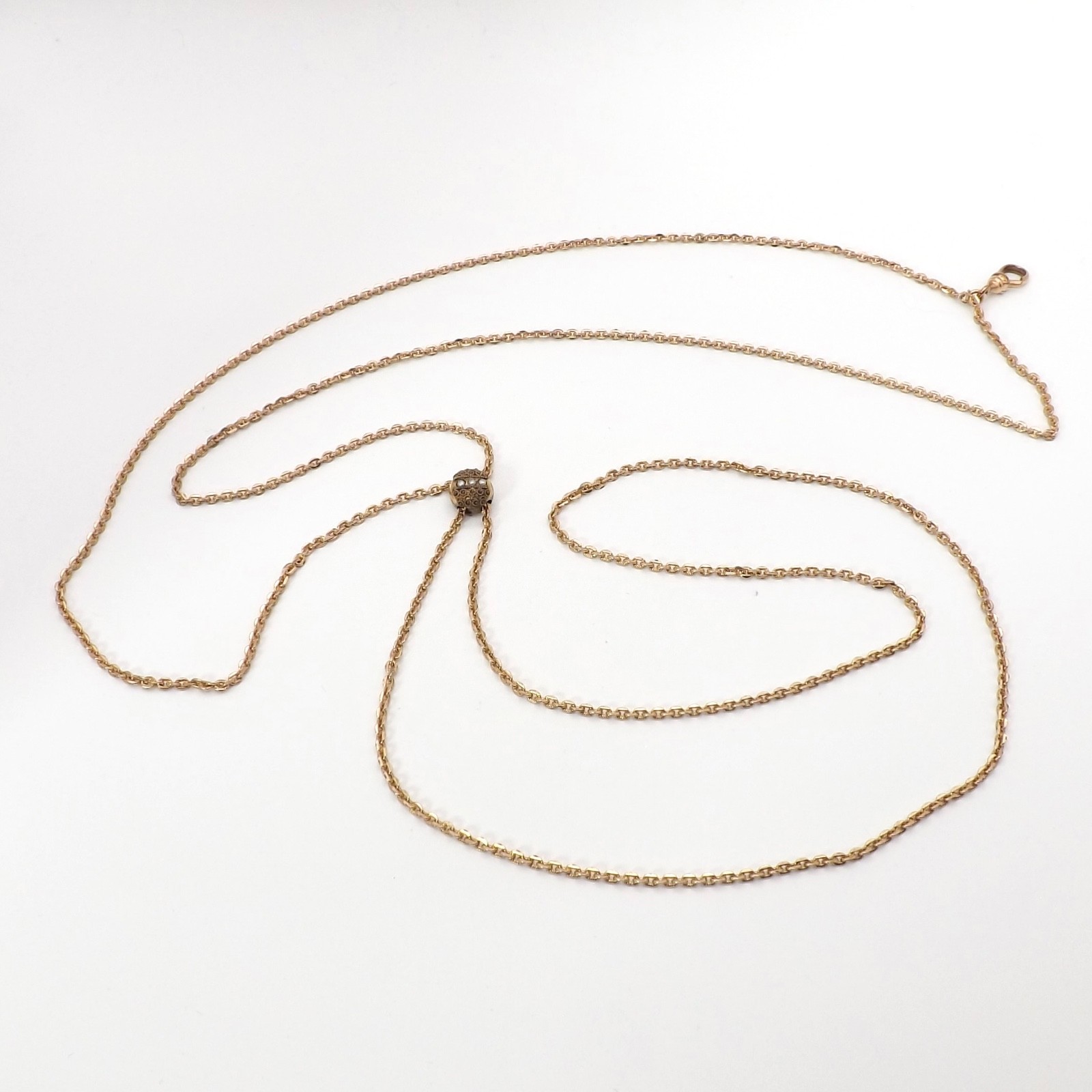 10k Gold Filled Pearl Cable Link Ladies Pocket Watch Chain Necklace 48in 14gr