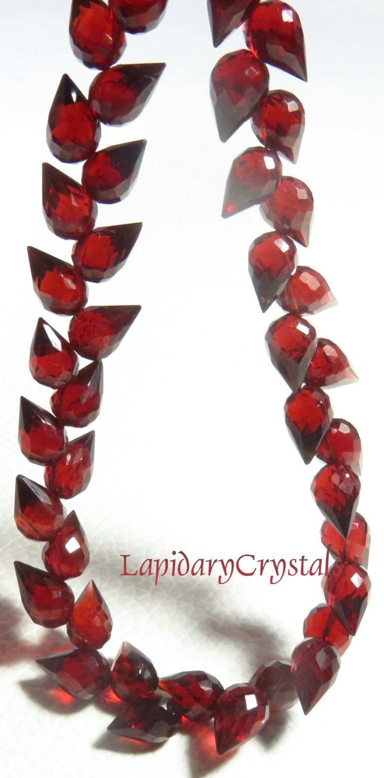 AAA+ Natural Red Garnet Faceted Teardrop Diagonal Drill Beads 7.5-8.5mm LC-919