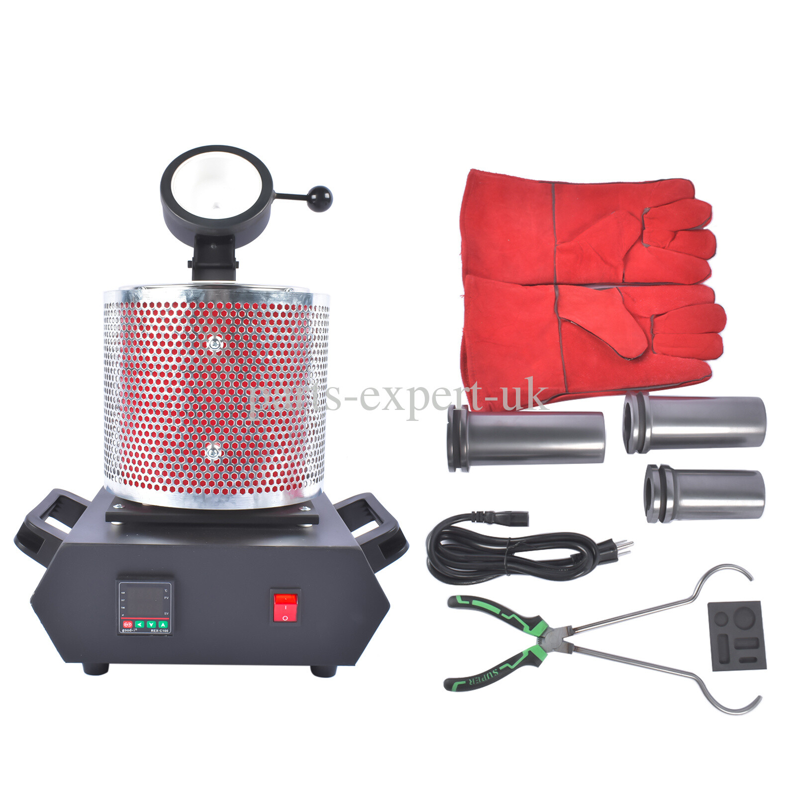 Electric Gold Melting Furnace with Graphite Crucible & Ingot Mold 1150°C/2102°F