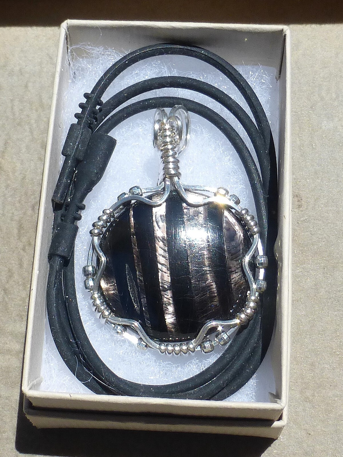 Natural Hypersthene cabochon in Sterling silver PENDANT (Stone 33.5 TCW)