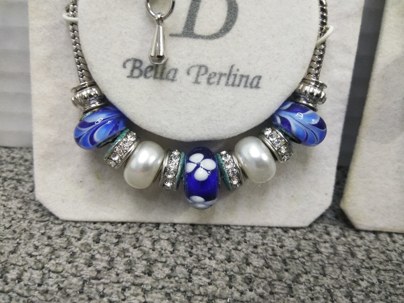 Bella Perlina Charm & Crystal Bead Bracelet Earrings & Necklace Set Blue Beach