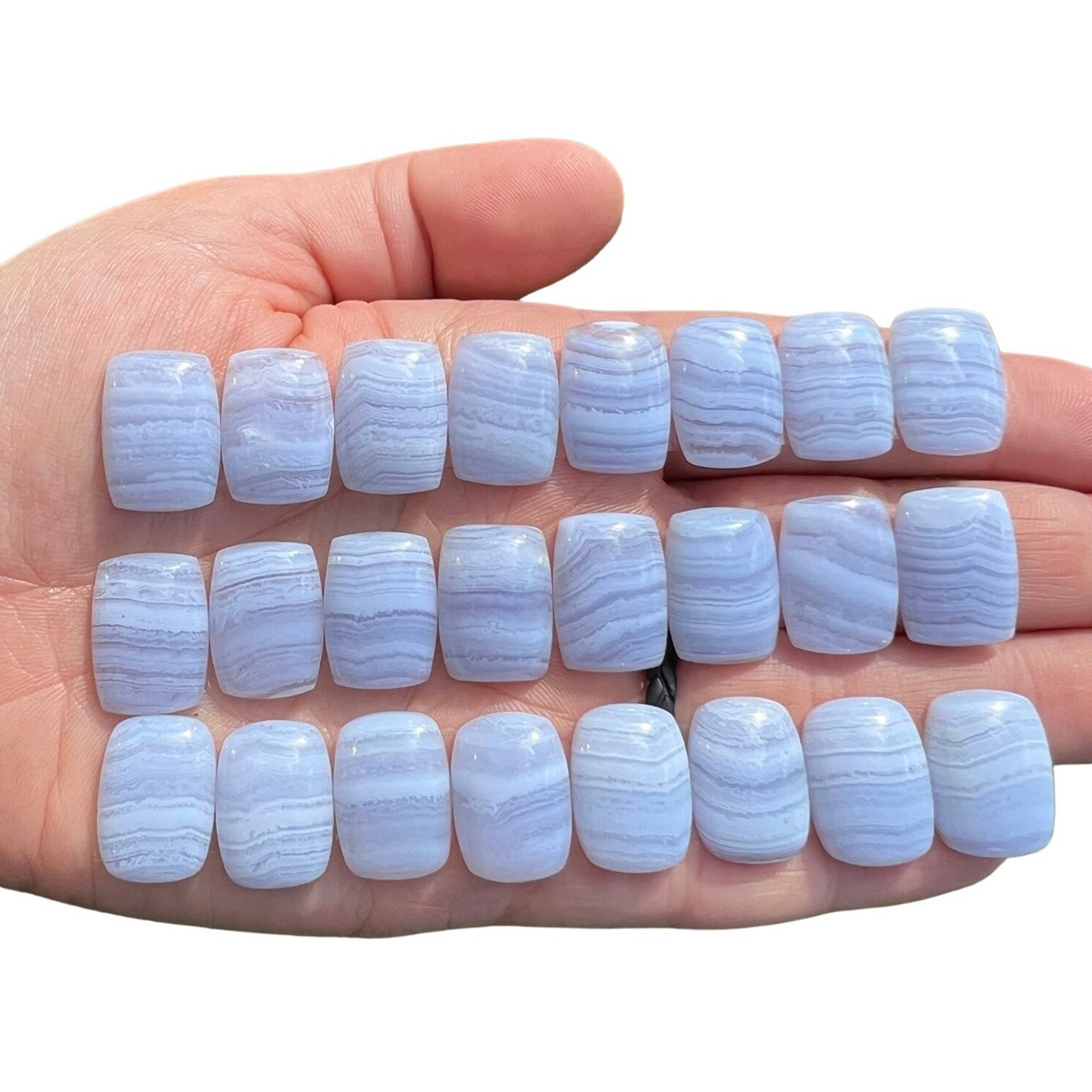 Natural Blue Lace Agate Rectangle Cabochon 6x8mm to 12x16mm Loose Gemstone