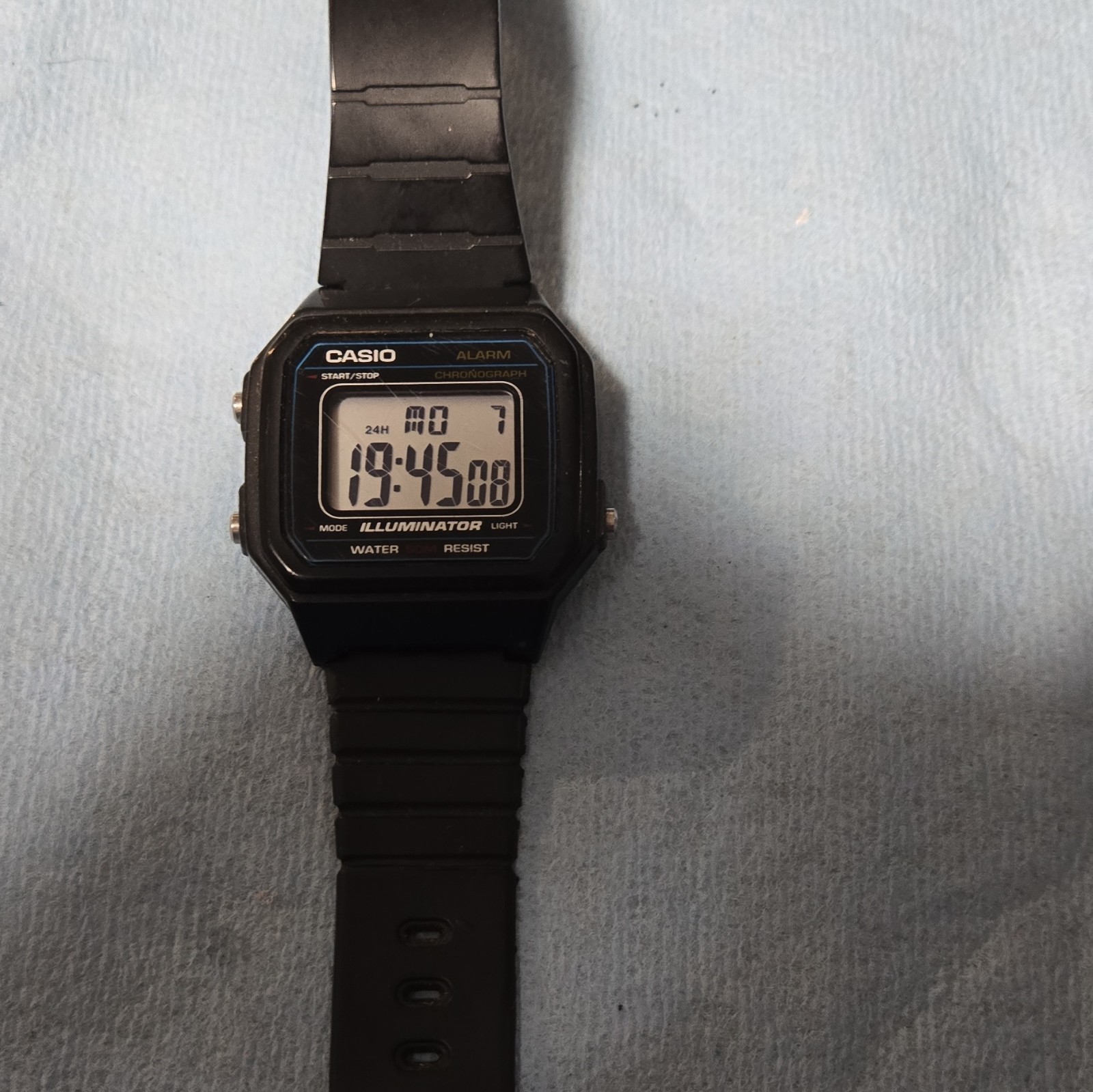 Casio W-217H Illuminator Digital Quartz Alarm Chronograph 50m Black Resin
