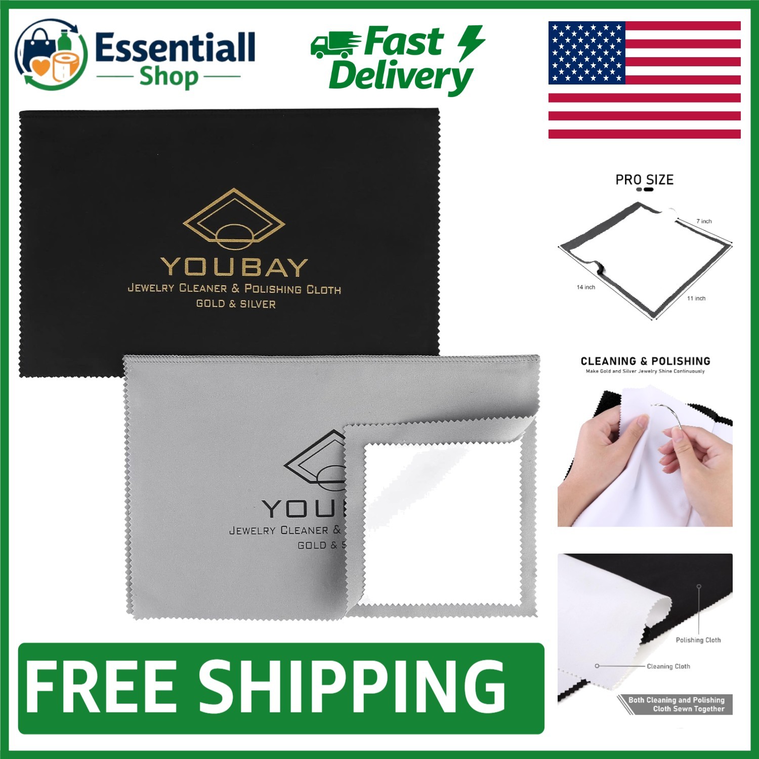 Professional Quality Silver Polishing Cloth – Essential Jewelry Care Set 14″x11″