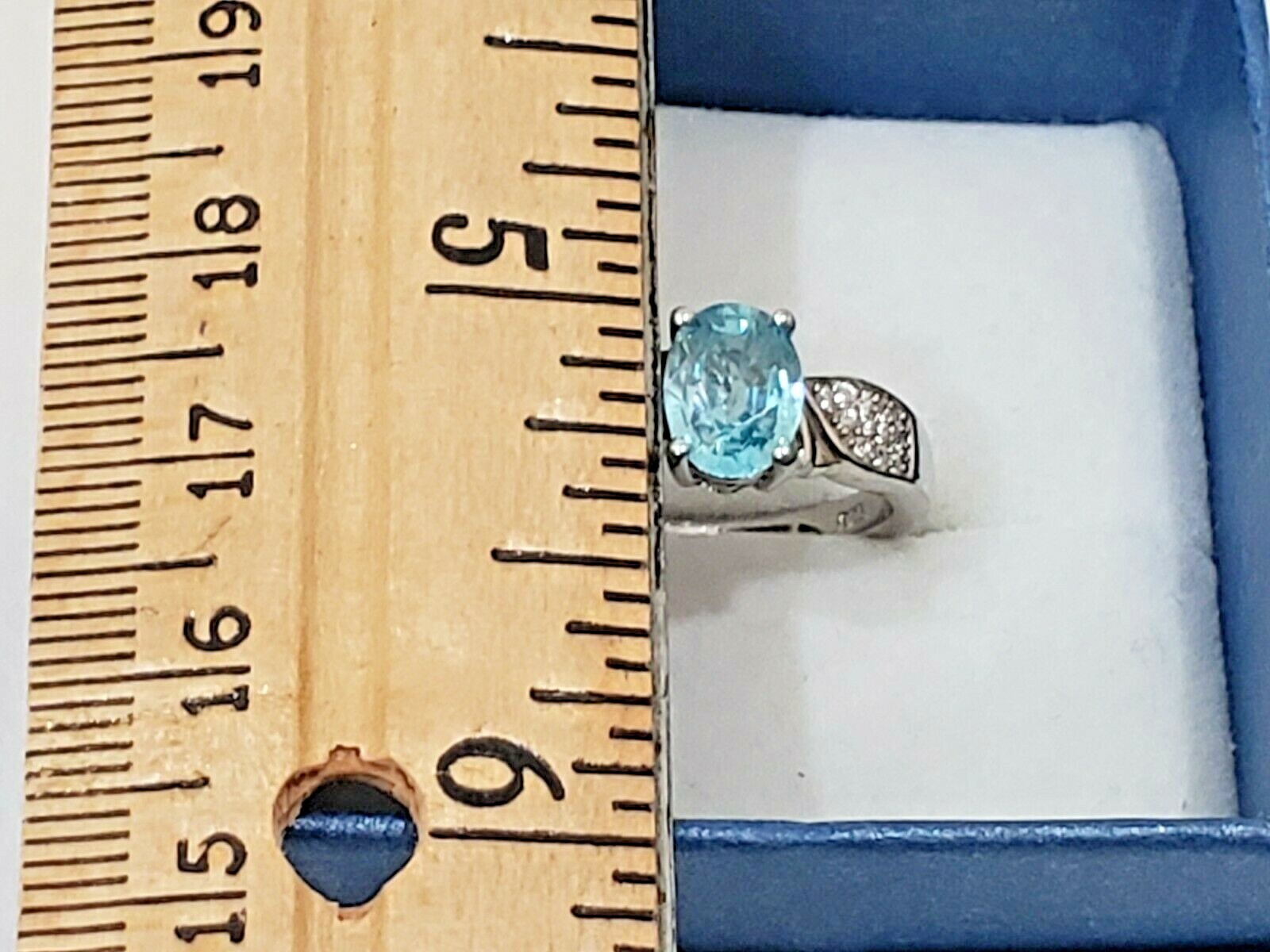 Cambodian Blue Zircon & Zircon ring in Platinum over 925 Sterling1.90 ct sz 6