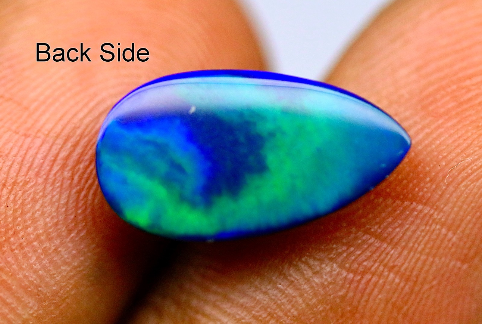 AAA+ Blue Fire Ethiopian Opal, Pear Shape Black Opal Cabochon, 2.5 CT (14x8x4mm)