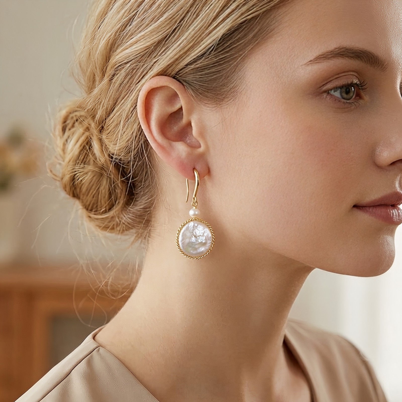 Handmade Natural Pearl Drop Dangle Earrings 925 Sterling Silver Wedding Gift