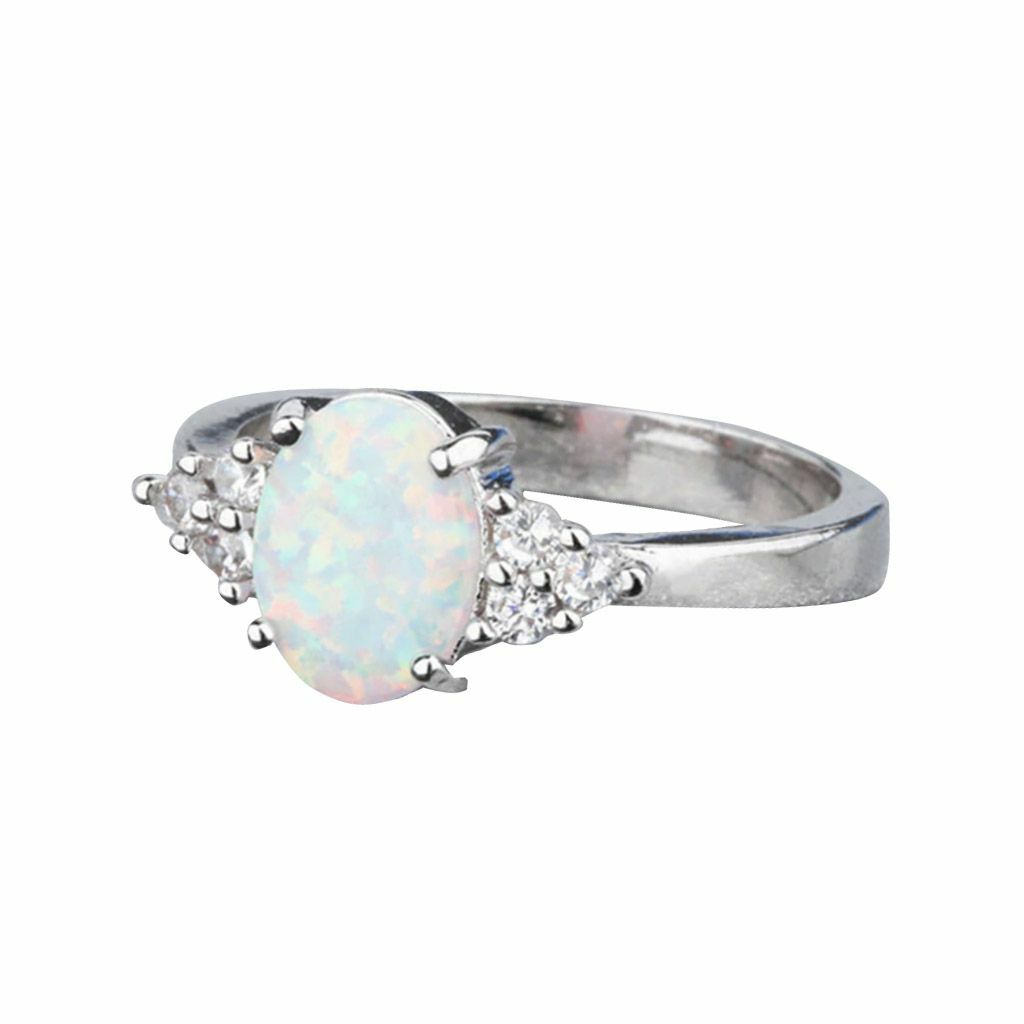 925 Fire Opal Ring in Genuine Sterling Silver Gemstone Jewelry Ring Size 6-9 USA