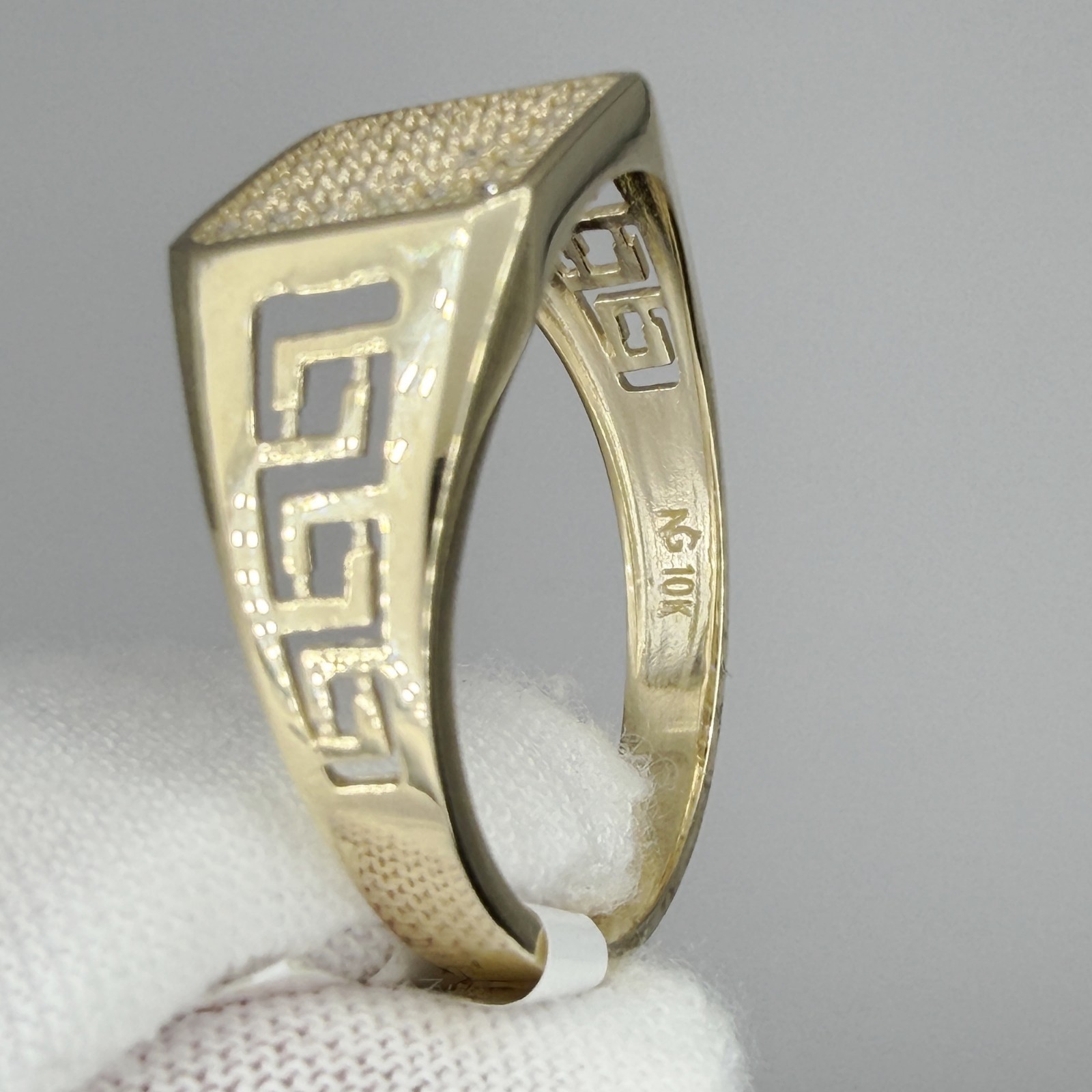 10k Yellow Gold Men Cubic-Zirconia Square Head Ring Jewelry Gift For Him