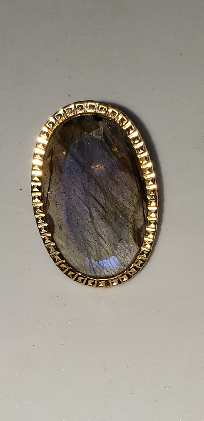 14KT Milor Italy Labradorite Ring, size 5.5 rose gold and yellow gold EXCELLENT