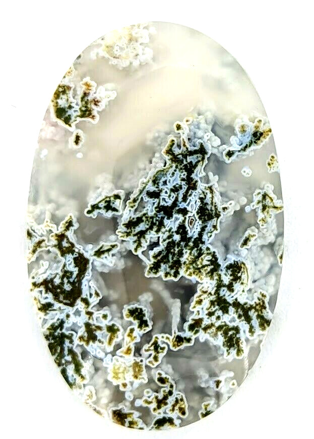 35.4ct Natural Moss Agate Oval Cabochon Landscape Loose Untreated