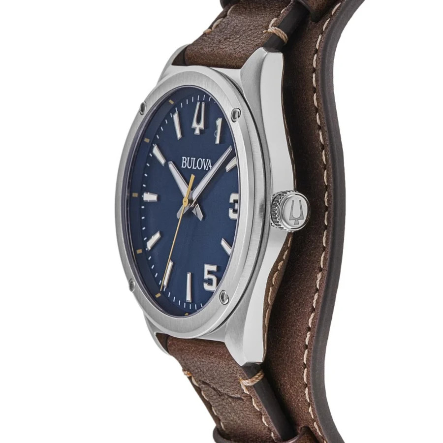 New Bulova Classic Marc Anthony Blue Dial Leather Strap Men’s Watch 96A313