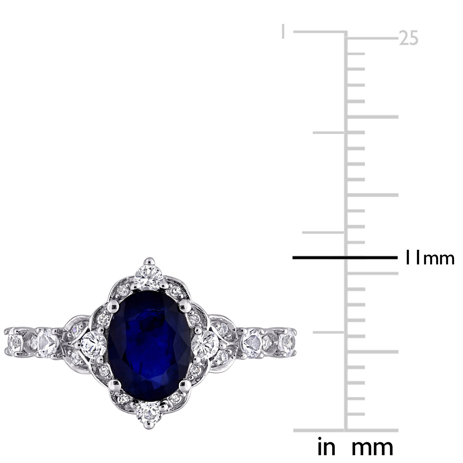 Amour 10K White Gold Diffused Sap. White Sapphire & Diamond Accent Fashion Ring