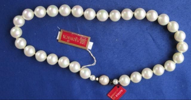 Majorica White Pearl Necklace Choker 16 inches 12 MM Spain Man Made Tags NOS