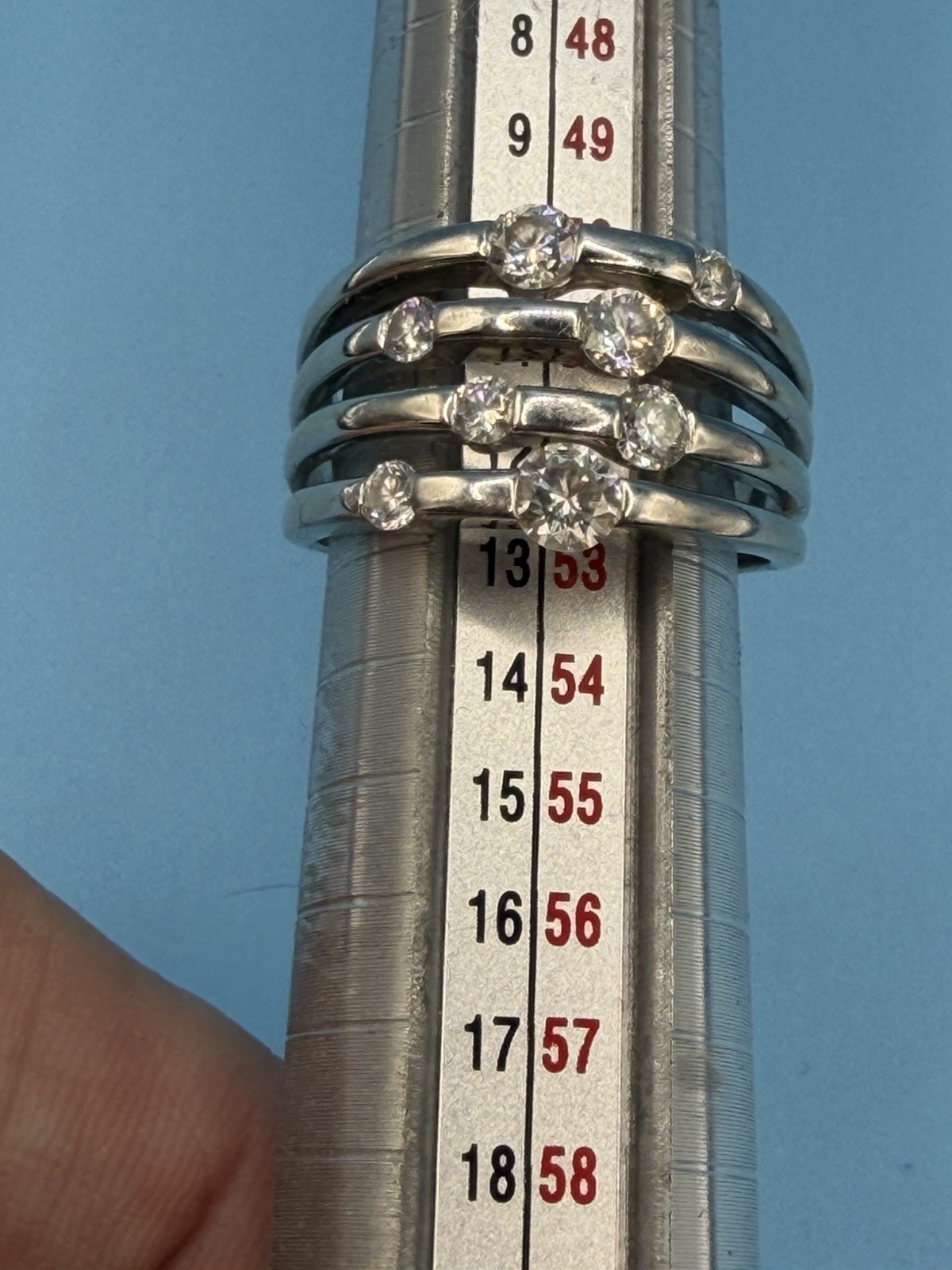 14kt White Gold Right Hand Diamond Ring Flush Set Size 6 7.33g