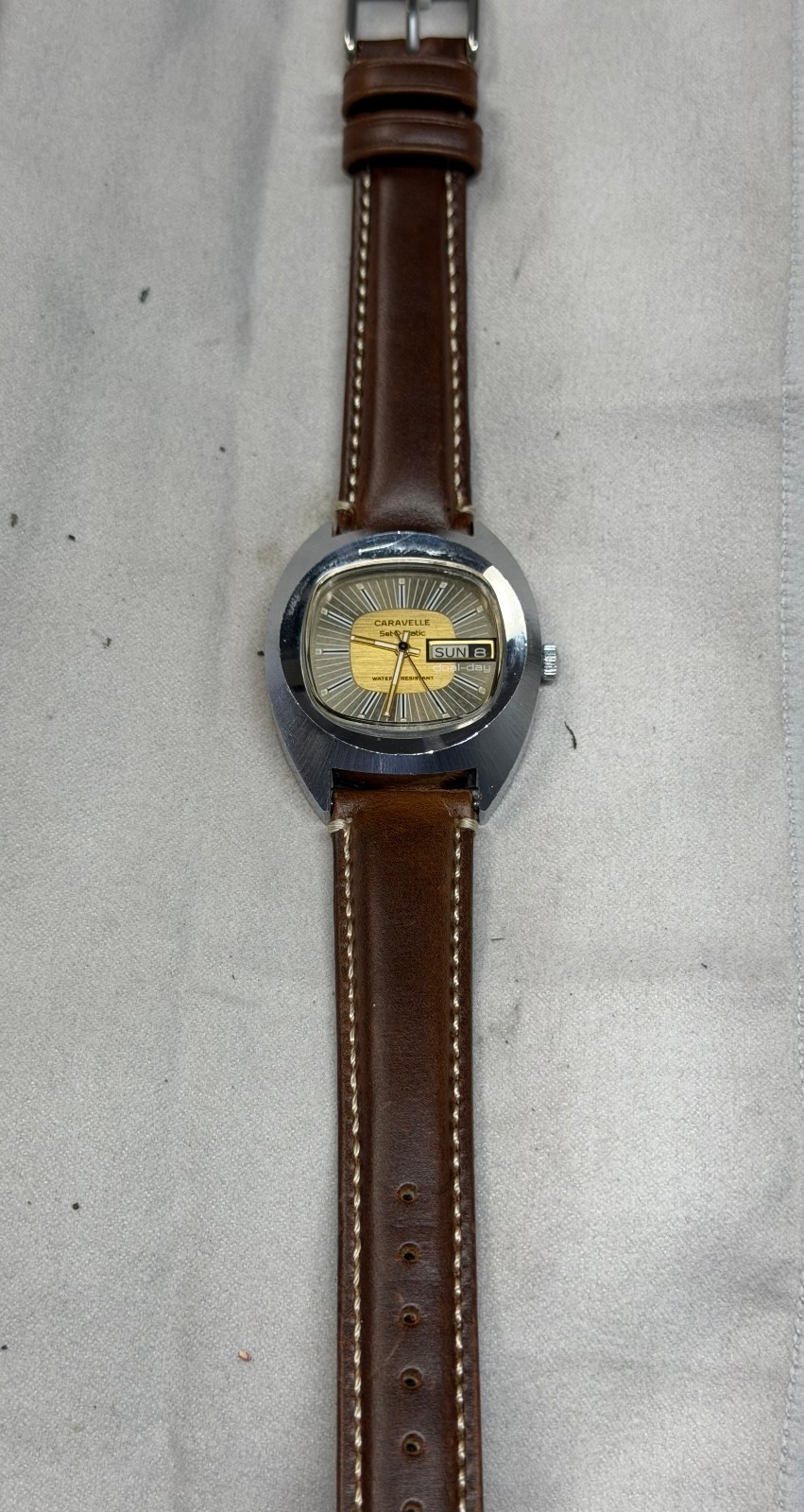 Caravelle watch Set-O-Matic Automatic 17J Swiss Day Date Men’s working 1970’s
