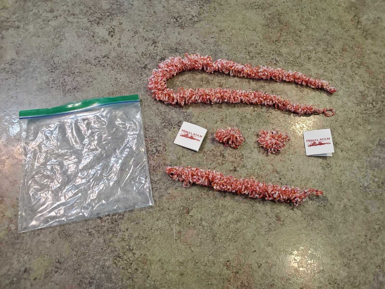 HSN HIMALAYAN GEMS Red & Crystal Small Bead Bracelet Necklace Earring Set NOS