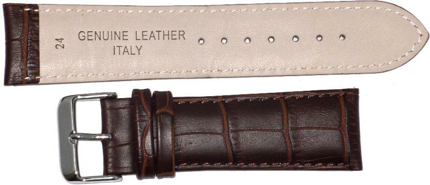 Watch Band Genuine Leather Alligator Grain Brown Padded 12mm to 30mm(A1 Quality)