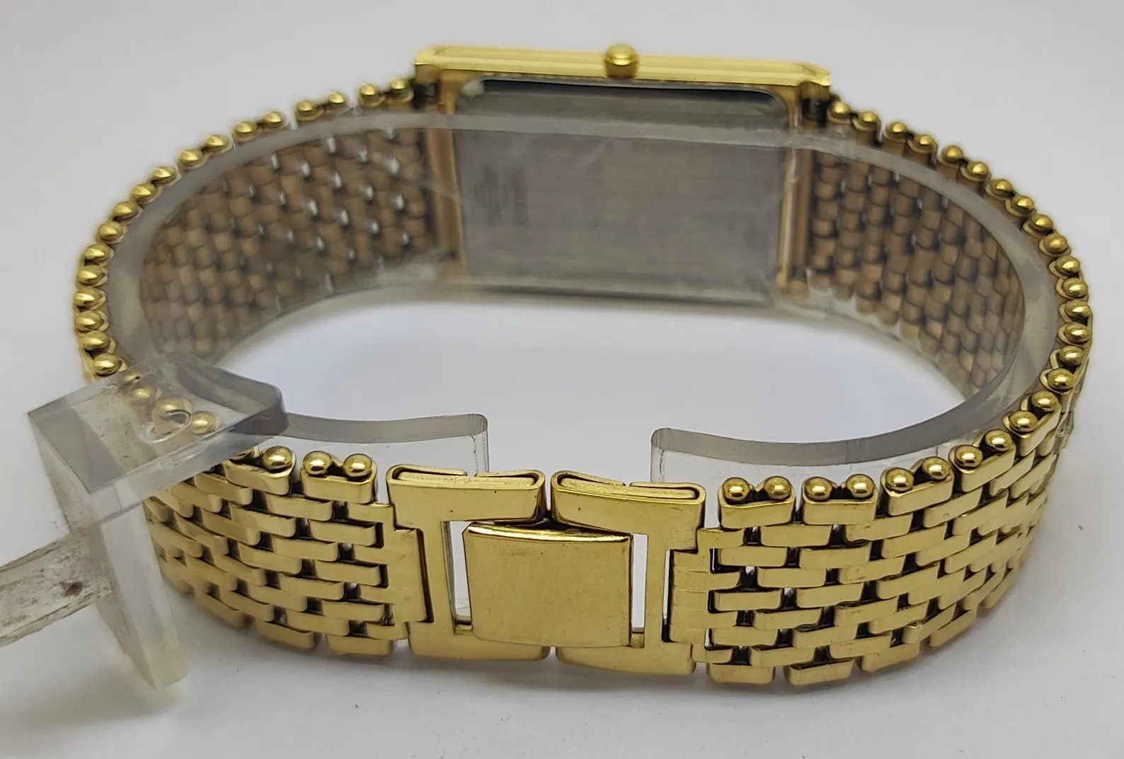 Vintage Seiko Slim Quartz Tank Unisex Refurbished Japanese Wrist Watch Gold Dial