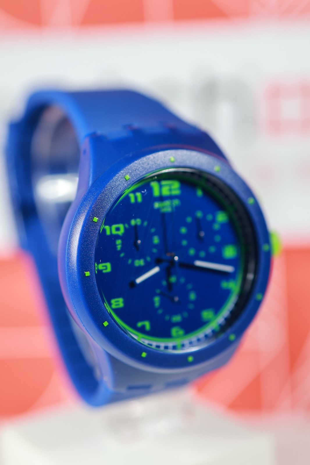 New Rare Limited Swiss Swatch ChronoGraph Watch 42MM SUSN400 Blue C Green