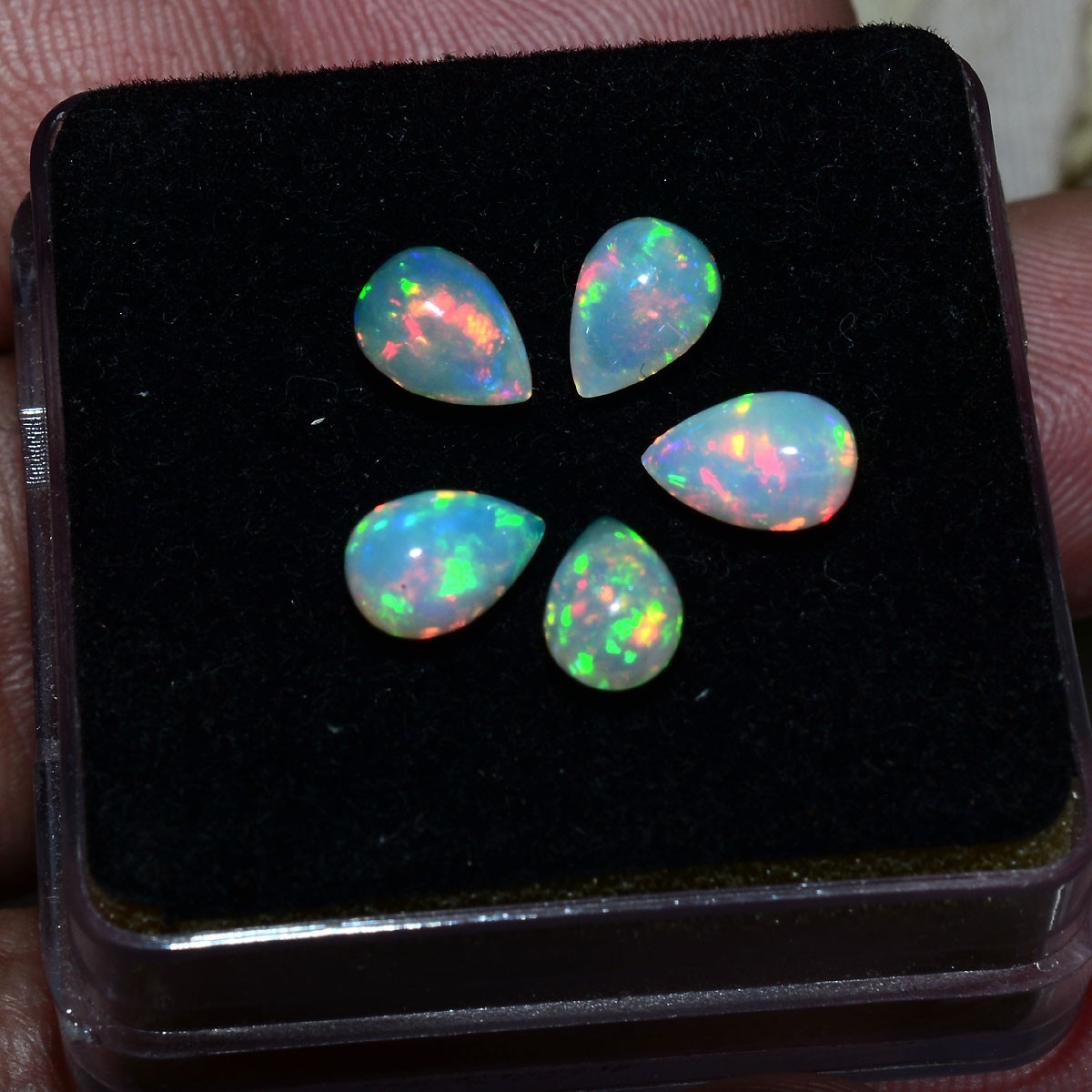 Set 5 Pcs Natural Ethiopian Opal Hi-Grade Teardrop Undrilled Loose Gemstones Lot