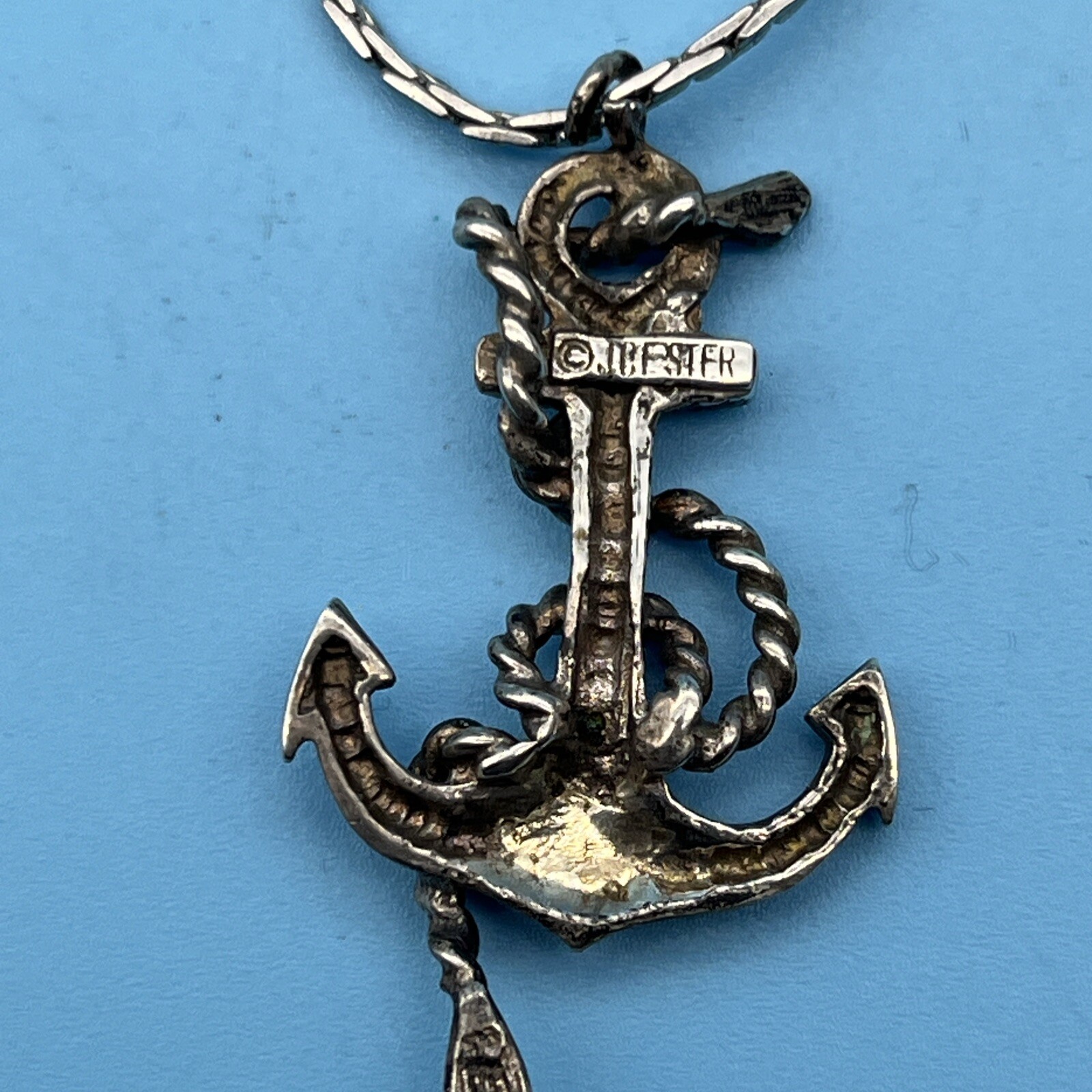 JCF Sterling 925 Mariner Anchor Pendant Necklace